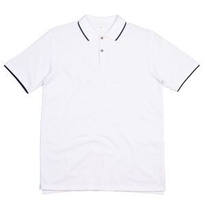 Mantis Mens Tipped Polo Shirt / White/Navy